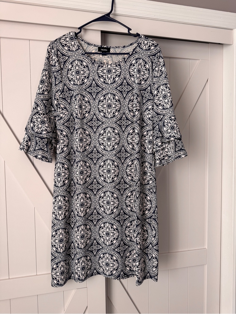 NWOT Casual Black & White Printed Shift Dress - Talbots